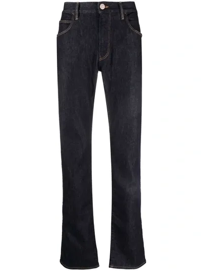 Giorgio Armani Mid-rise Straight Leg Jeans In 蓝色