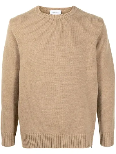 Ports V Zip-detail Wool Jumper In Nude