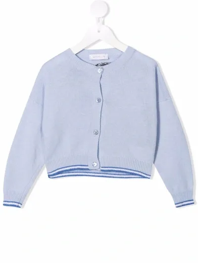 Monnalisa Kids' Powerpuff Girls Knitted Cardigan In Sky Blue