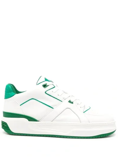 Just Don Luxury Courtside Low Leather Sneakers In White Green