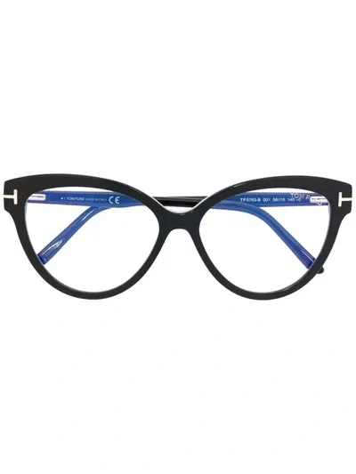 Tom Ford Polished-effect Cat-eye Frame Glasses In Black