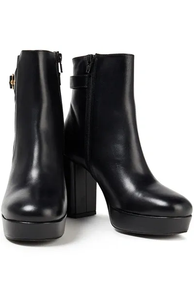 Claudie Pierlot Plateau Leather Ankle Boots In Black