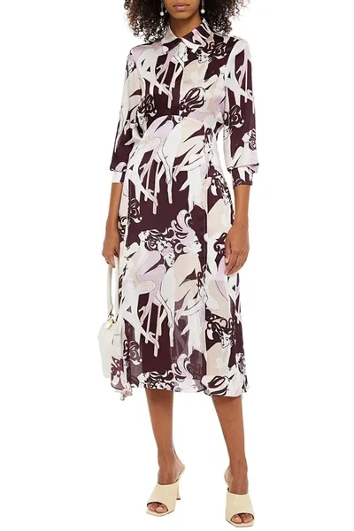 Victoria Victoria Beckham Printed Crepon Midi Shirt Dress In Lilac