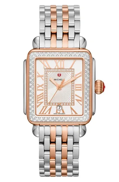 Michele <br \/>deco Madison Diamond Dial Watch Head & Bracelet, 33mm <br \/> In Two-tone Pg