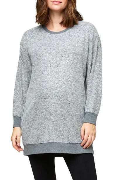 Nom Maternity Jo Nursing Sweatshirt In Gray Hacci