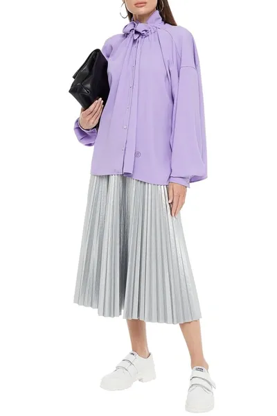 Mm6 Maison Margiela Oversized Gathered Cady Blouse In Purple