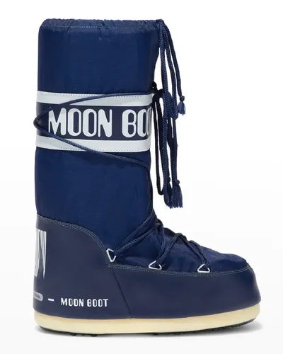 Moon Boot Nylon Lace-up Snow Boots In Navy