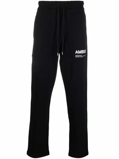 Ambush Workshop Logo Cotton Fleece Joggers In Black White