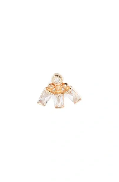 Anzie Women's Cleo 14k Gold, Diamond & White Topaz Mel Fan Stud Earring