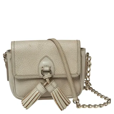 Pre-owned Burberry Beige Leather Tassel Crossbody Bag