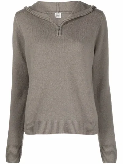 Totême Half-zip Cashmere Sweater In Grau