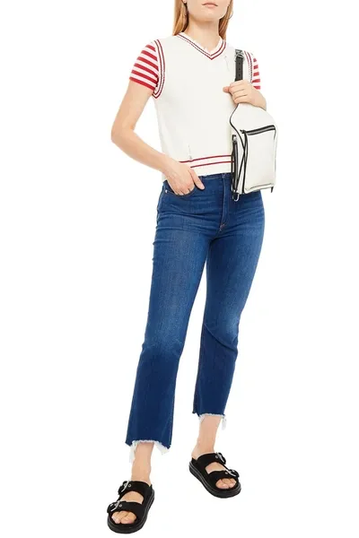 Rag & Bone Distressed High-rise Kick-flare Jeans In Mid Denim