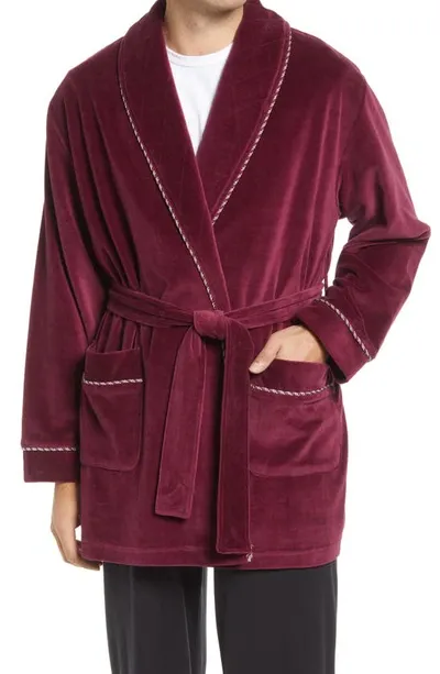 Majestic Refinery Velour Smoking Jacket In Merlot