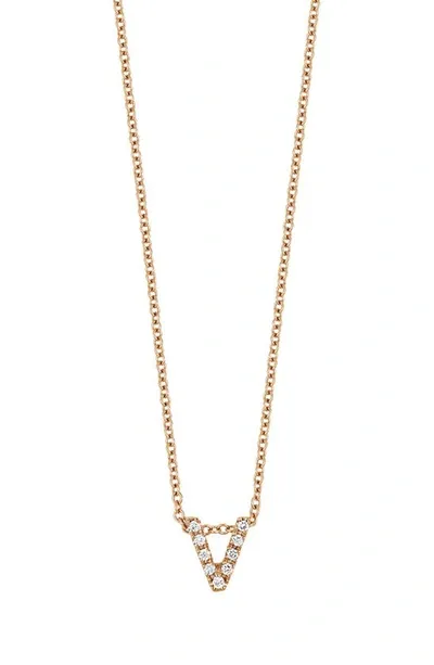 Bony Levy 18k Gold Pavé Diamond Initial Pendant Necklace In Rose Gold - V