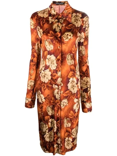 Kwaidan Editions All-over Floral Print Dress In Orange