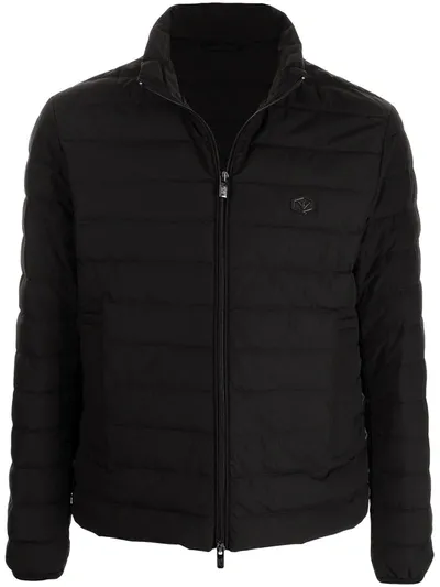 Emporio Armani Funnel Neck Padded Jacket In Schwarz