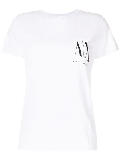 Armani Exchange Logo Print T-shirt In Weiss