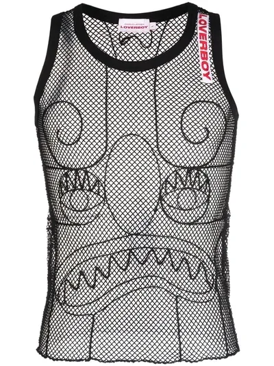 Charles Jeffrey Loverboy Mesh-panel Sleeveless Top In Schwarz