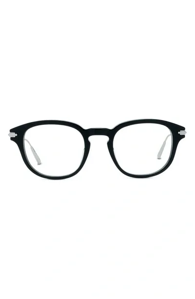 Dior Blacksuito 49mm Round Eyeglasses In Shiny Black