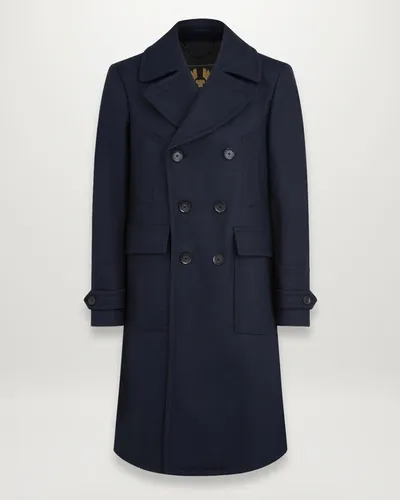 Belstaff Milford Double-breasted Wool-blend Coat In Ink Blue