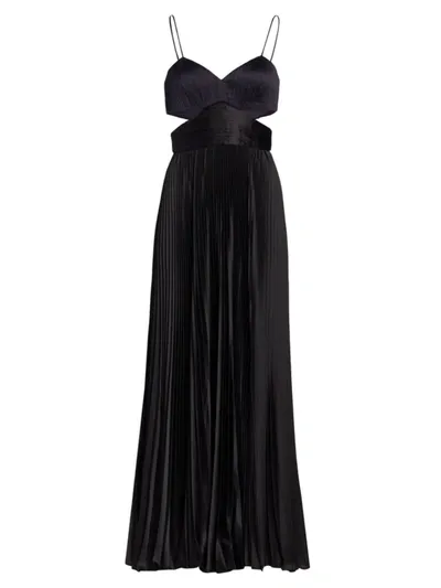 Amur Elodie Pleated Cutout Gown In Navy/black In Navy Black