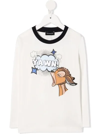 Monnalisa Kids' Graphic-print Long-sleeve Top In White