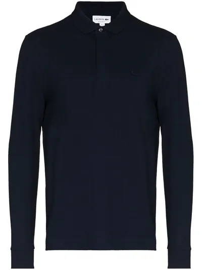 Lacoste Logo-embroidered Long-sleeve Polo Shirt In Blue