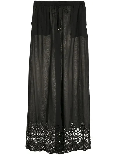 Amir Slama Broderie-anglaise Palazzo Pants In Black