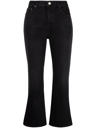 Totême Cropped High-rise Flared Organic Jeans In Black