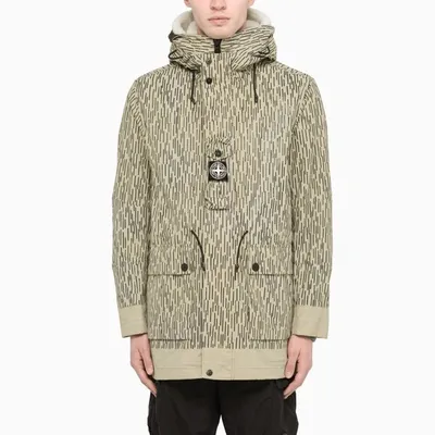 Stone Island Ecru Rain Camo Parka Jacket In Print