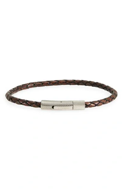 Jonas Studio Single Braided Leather Bracelet In Brown