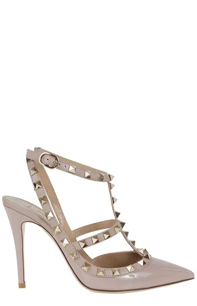 Valentino Garavani Rockstud Caged Pumps In Beige