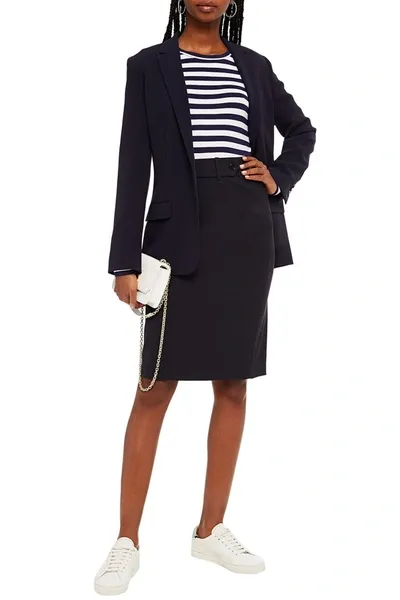 Red Valentino Belted Twill Pencil Skirt In Blue