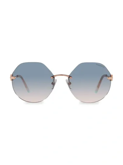 Tiffany & Co 60mm Round Rimless Sunglasses In Rose Gold