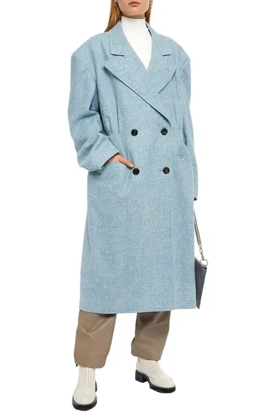 Maison Margiela Oversized Double-breasted Wool-tweed Coat In Blue