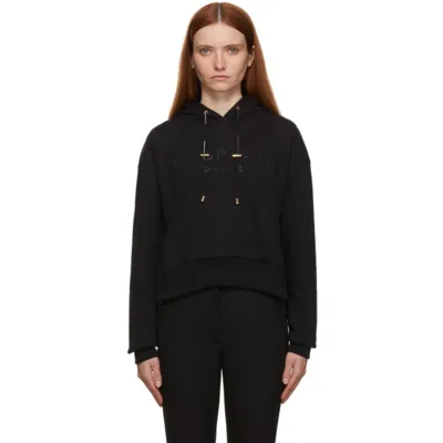 Balmain Rhinestone-embellished Logo Hoodie In Black