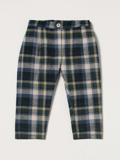 Siola Babies' Trousers In Tartan Cotton Blend In Blue