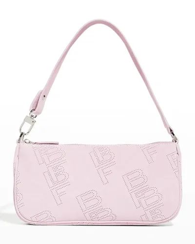 By Far Rachel Perforated Suede Shoulder Bag In Mauve