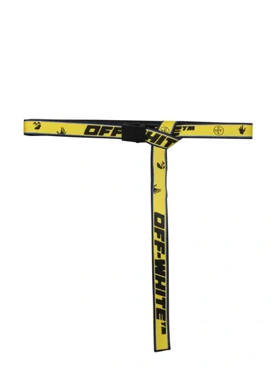 Off-white Classic Industrial Logo Jacquard Belt In Yellow Black