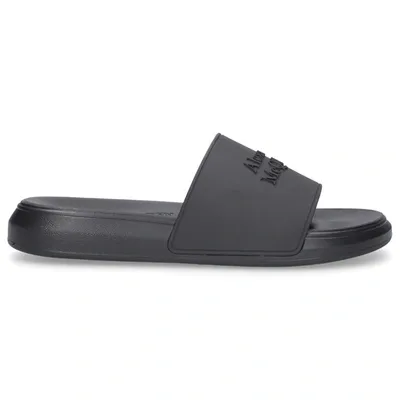 Alexander Mcqueen Beach Sandals Pool Slide Rubber In Black