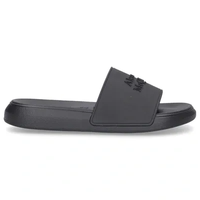 Alexander Mcqueen Beach Sandals Pool Slide Rubber In Black