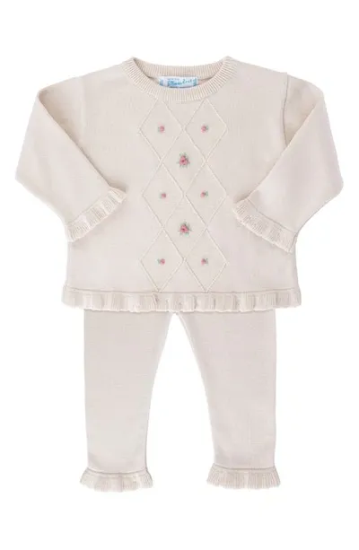 Feltman Brothers Babies'  Rosebud Sweater & Pants Set In Ecru