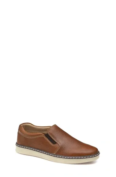 Johnston & Murphy Kids' Mcguffey Slip-on In Tan Tumbled Full Grain