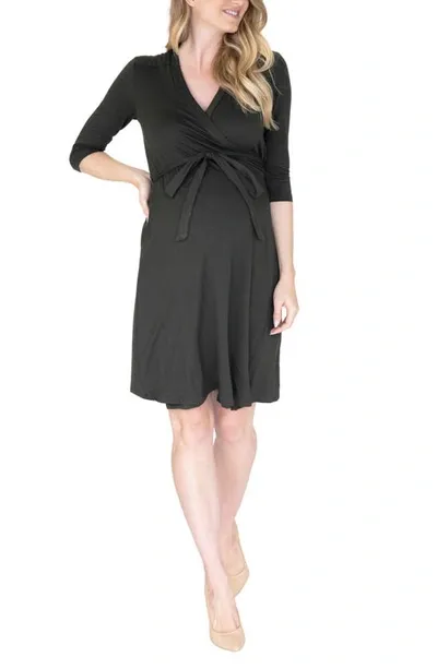 Angel Maternity Maternity/nursing Wrap Dress In Khaki