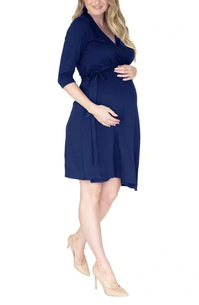 Angel Maternity Jersey Maternity Wrap Dress In Navy