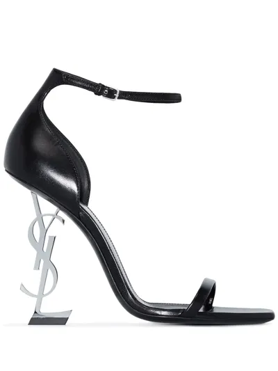 Saint Laurent Opyum 110mm Leather Sandals In Black