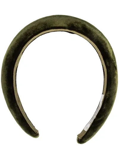 Jennifer Behr Tori Velvet Headband In Green