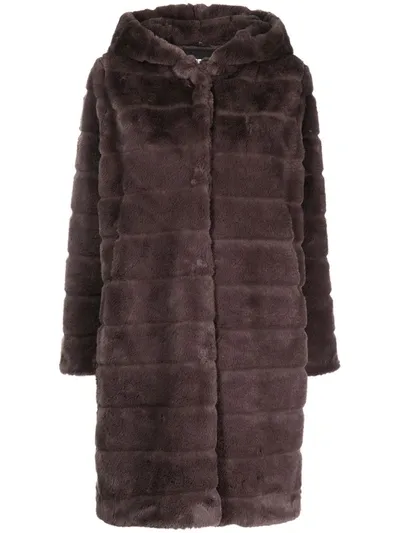 Apparis Celina 2 Paneled Faux Fur Coat In Tobacco