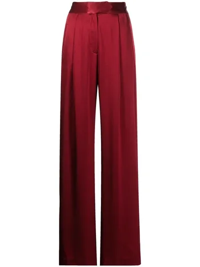 Michelle Mason Wide-leg Silk Satin Trousers In Red