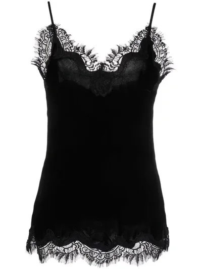 Gold Hawk Lace-trim Camisole Top In Black